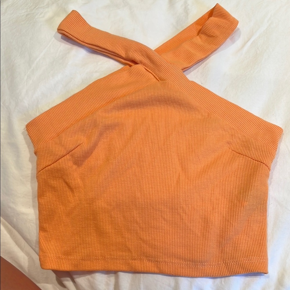 SHEIN Orange Sleeveless Crop Tank Top